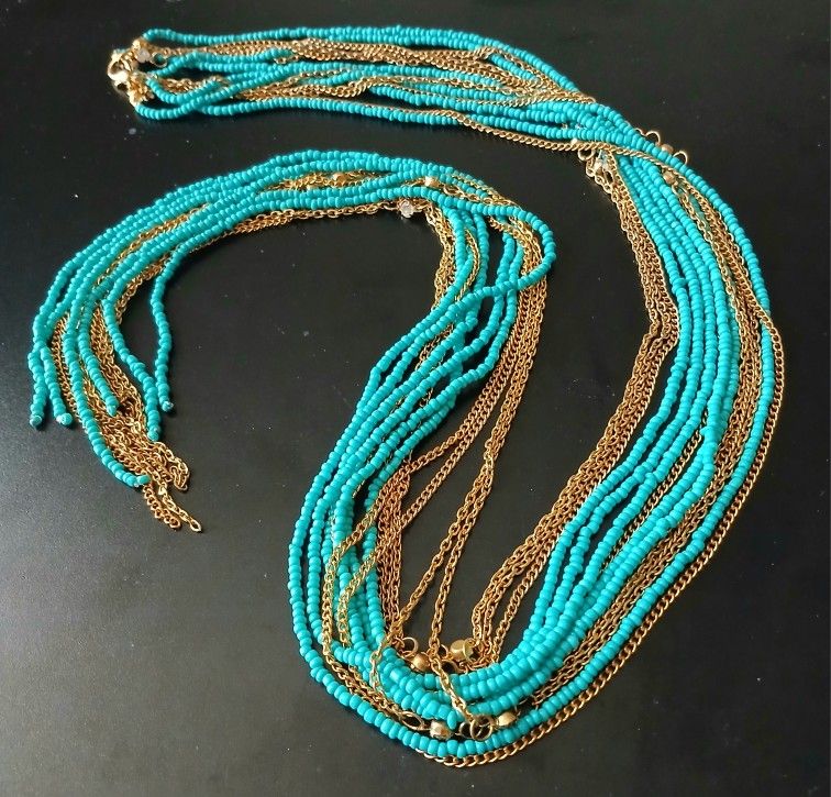 Turquoise And Gold-toned Necklace