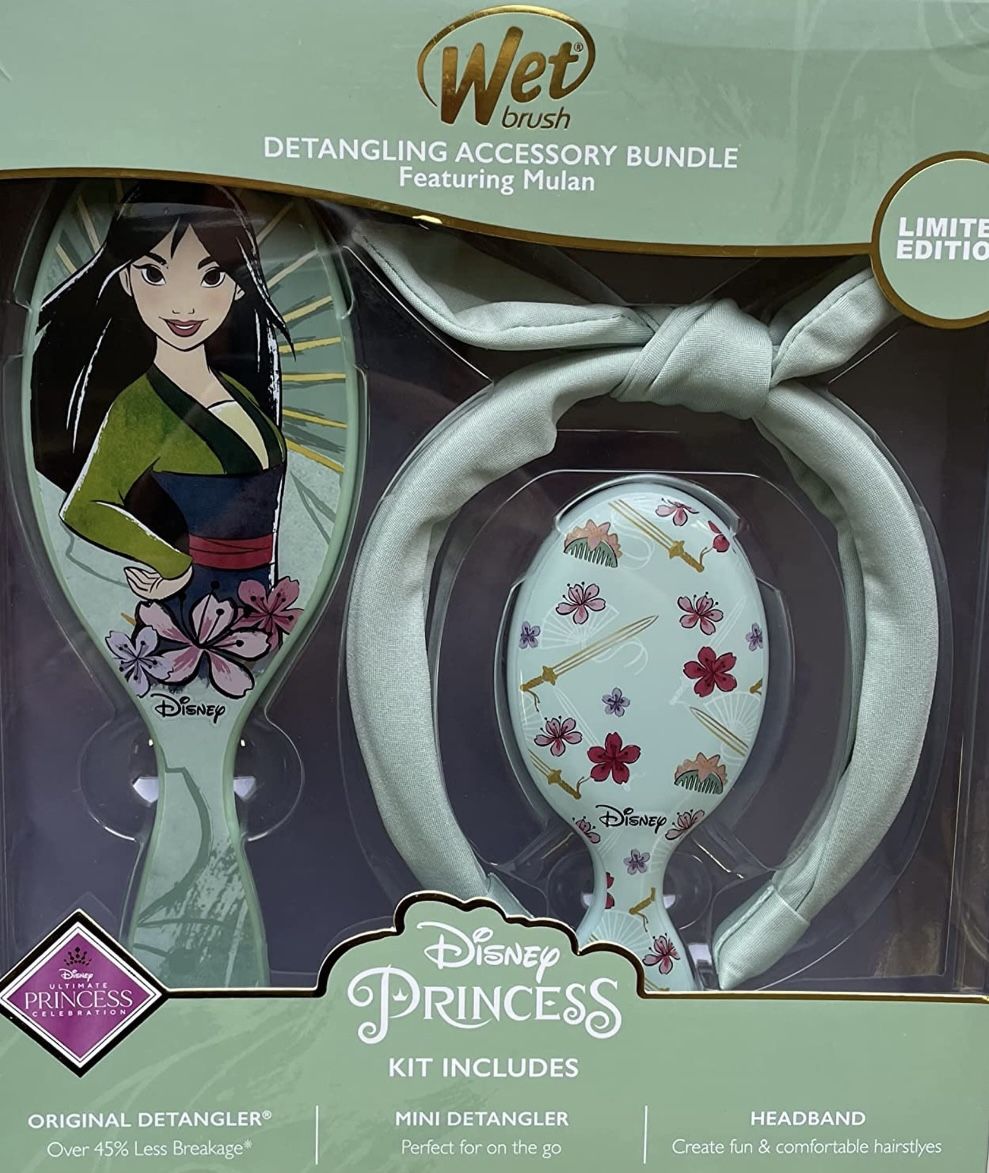 Wet Brush Disney Princess Collection Limited Edition Original Detangling Accessory Bundle Brush for All Hair Types (Mulan)