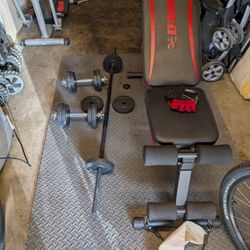 Dumbbells Set + Adjustable Bench + Floor Cushion Mat 