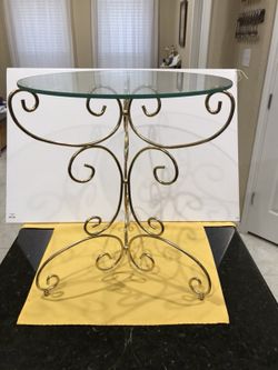 Corner table, Brass with glass top