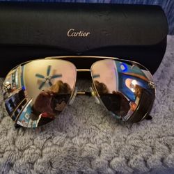 Panthere De Cartier 60 Mm Aviator Sunglasses