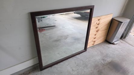 Large Square Wall Mirror Dark Wood Frame