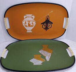 Mid Century Modern 1960s MCM Art Serving Trays Set of 2 Made in Japan $30 for BOTH!