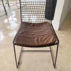 Set Of 6 Dining Chairs With Leather Cushions 