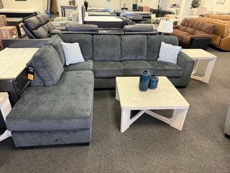 Gray Fabric Sectional Sofa with Chaise