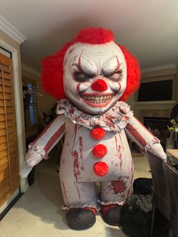 Inflatable Killer Clown Costume - Adult One Size - Bloody Pennywise Halloween Suit