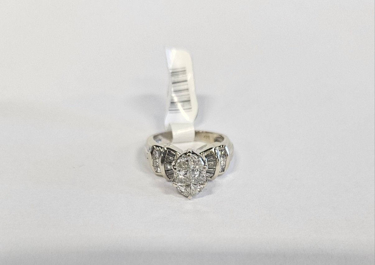 White Gold Baguette & Square Diamond Ring Total 1.5cttw Size 5 806958-1