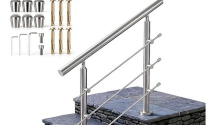 3 Step Handrails for Outdoor Steps, 304 Stainless Steel
