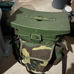 Hunting Fishing Camping Seat With Storage, Side Pouches & Shoulder Strap