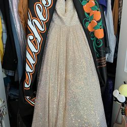 Size 10 Shiny Gold Prom Dress, 