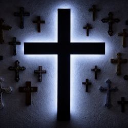 Handmade Backlit Wooden Cross | 3ft Rustic LED Cross Wall Decor | Indoor & Outdoor Christian Home Accent