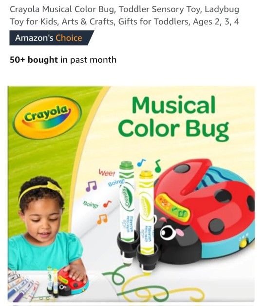 Crayola Musical Color Bug, Toddler Sensory Toy, Ladybug Toy for Kids, Arts & Crafts, Gifts for Toddlers, Ages 2, 3, 4 , 5