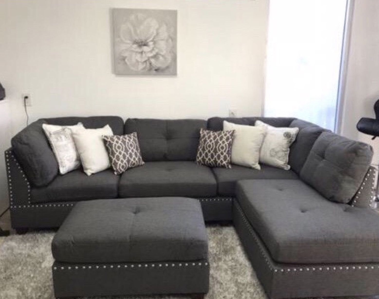 Gray Sectional Sofa ( ottoman Included ) New In Box