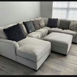 Dellara Chalk U Shape Modern 4 Piece Modular Couch Sectional With Chaise☄️ Best Price👍 Brand New💥