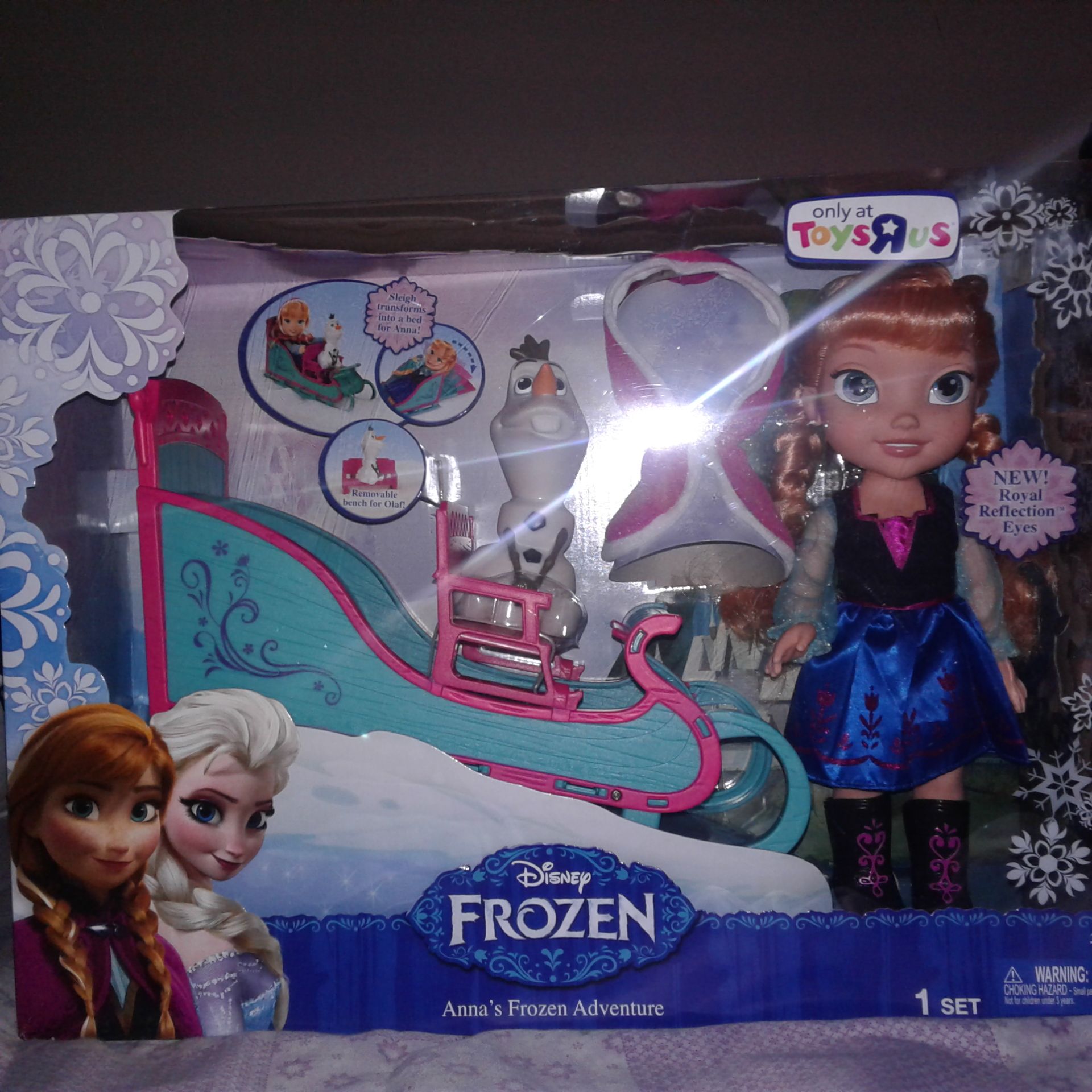 Disney frozen Anna doll, cloak with sleigh & olaf