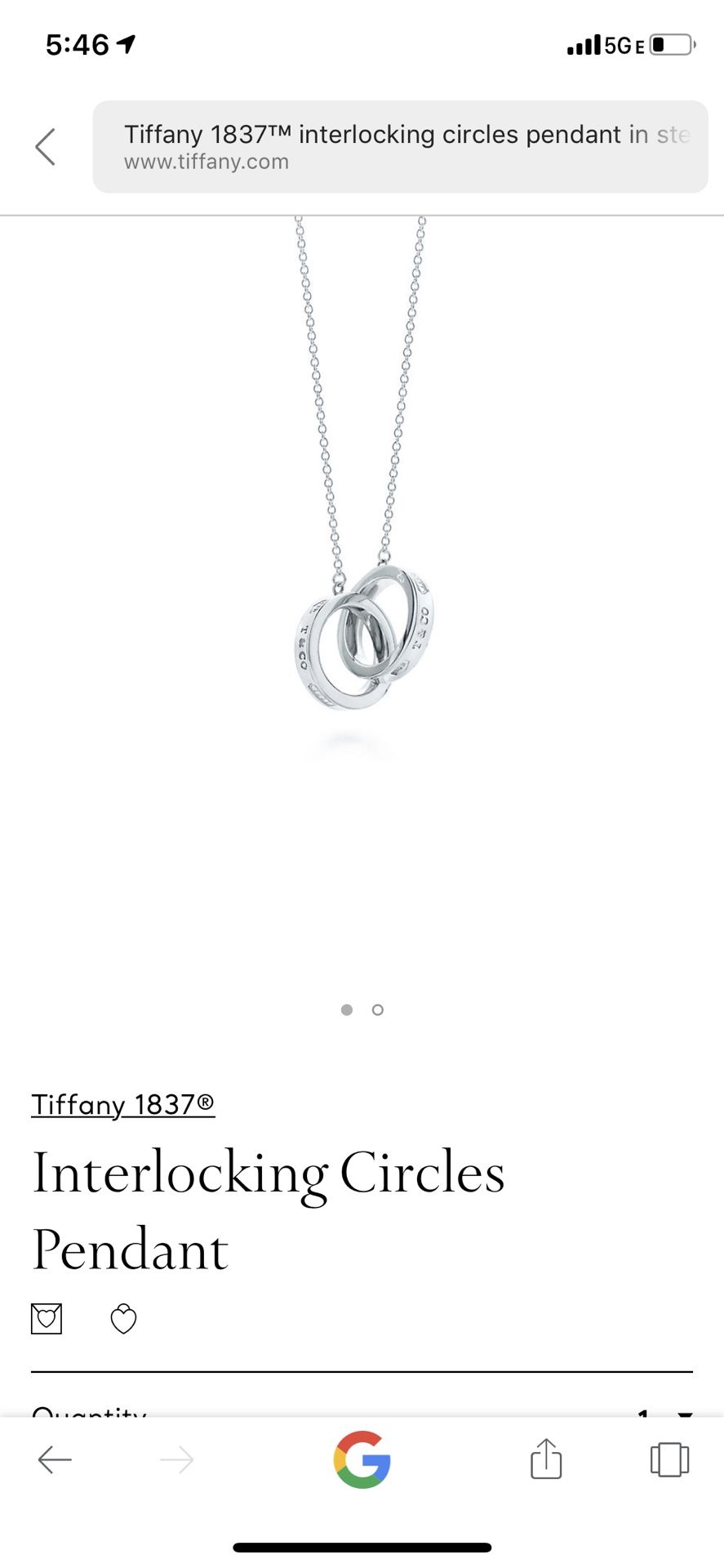 Tiffany and Co. Interlocking Circles Pendant