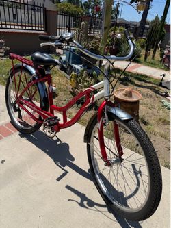 26” Schwinn Red/White Point Beach Cruiser Bike