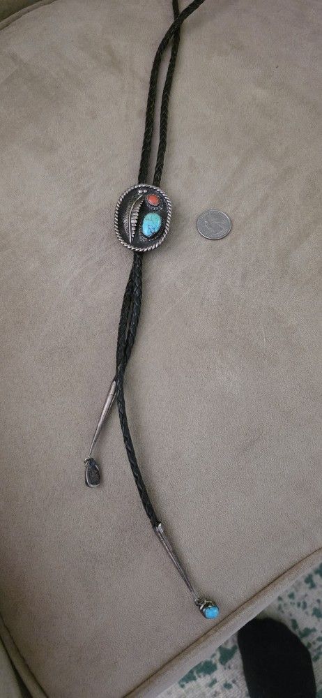 Sterling Silver And Turquoise Bolo