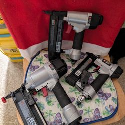 A Set Of Three Porter Cable Nail Guns (16 G, 18 G, & 23 G