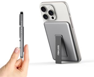 Magnetic Slim Portable Charger with Stand, 5000mAh Wireless Power Bank[Alloy-Made], PD 20W Fast Charging Compatible with iPhone 16/15/15 Pro/15 Pro Ma