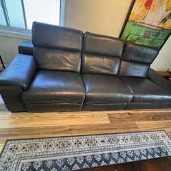 Living Spaces Leather Recliner Sofa Couch