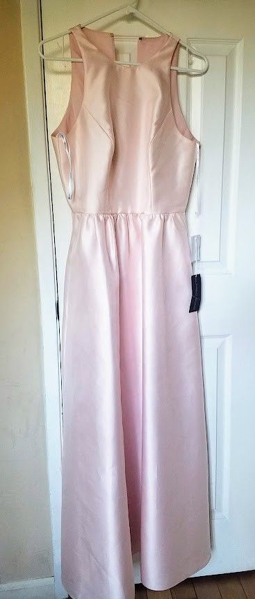 Bridesmaid / prom / party dress, Sleeveless rose gold peach/pink long, size 8