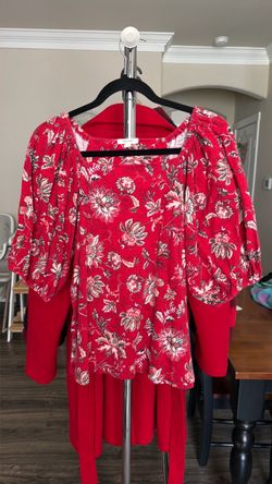 Maurices Red Floral Puff Sleeve Top