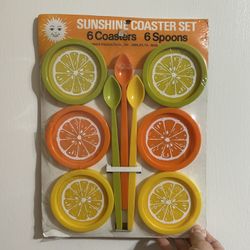 Vintage Sunshine Coaster And Spoon Set