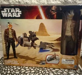 Star Wars B3918/B3917 Speeder Bike with Poe Dameron Figure New in Box!