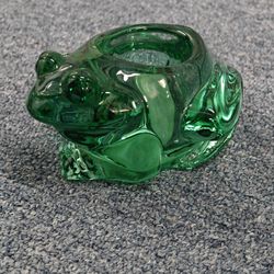 Vintage Indiana Glass Heavy Green Frog Votive Candleholder/Succulent