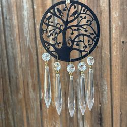 Tree Of Life With Birds & Crystal Chandelier Wind Chime Sun Cather Mobile
