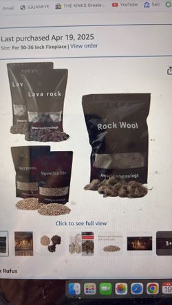Fireplace – rock wool, lava and vermiculite for 30 to 36 inch fireplace. New in unopened.