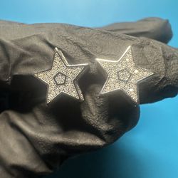 Star Moissanite Earrings (Screw Back) (Sterling Silver)