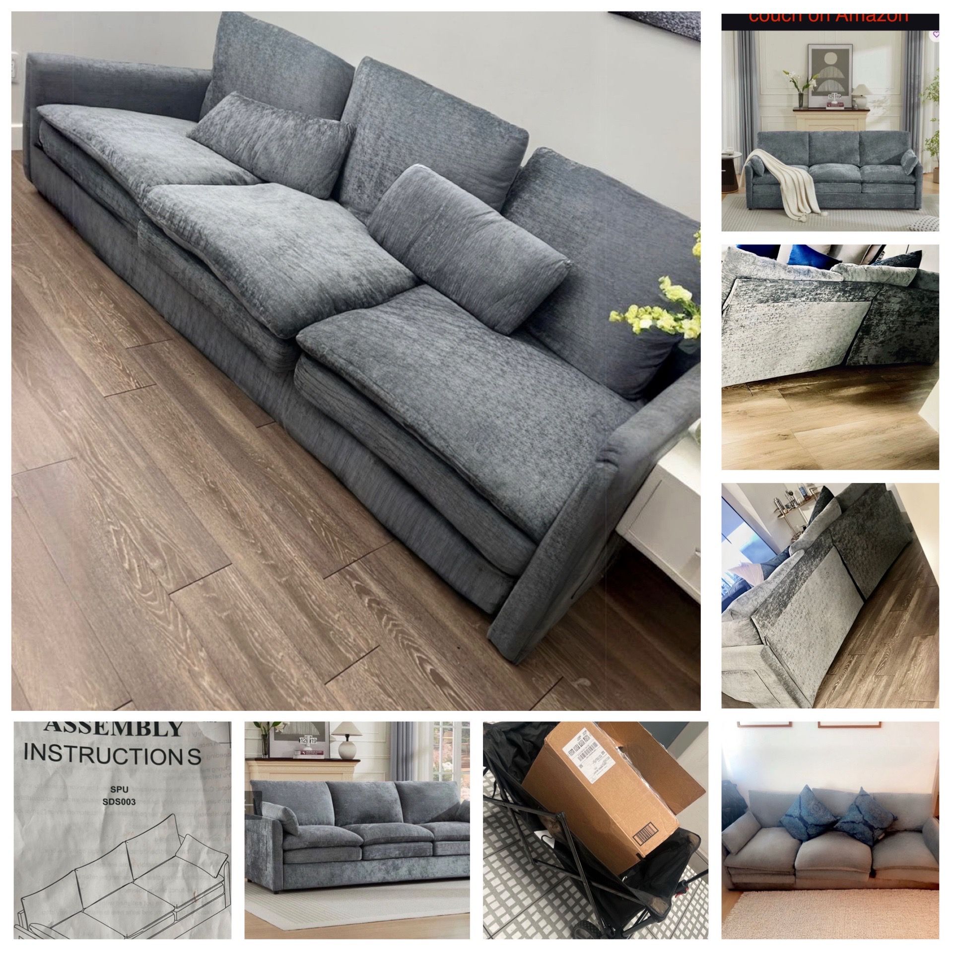 Modern Sofa Couch medium/light grey - 3 cushion. PRISTINE!