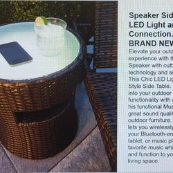 Outdoor Speaker Table with LED Light and WiFi speaker built inside