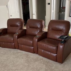 Power Recline Home Theater Seating With Lighted Cup holders