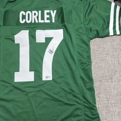 Malachi Corley Signed Autograph Custom Jersey - Beckett Coa - New York Jets