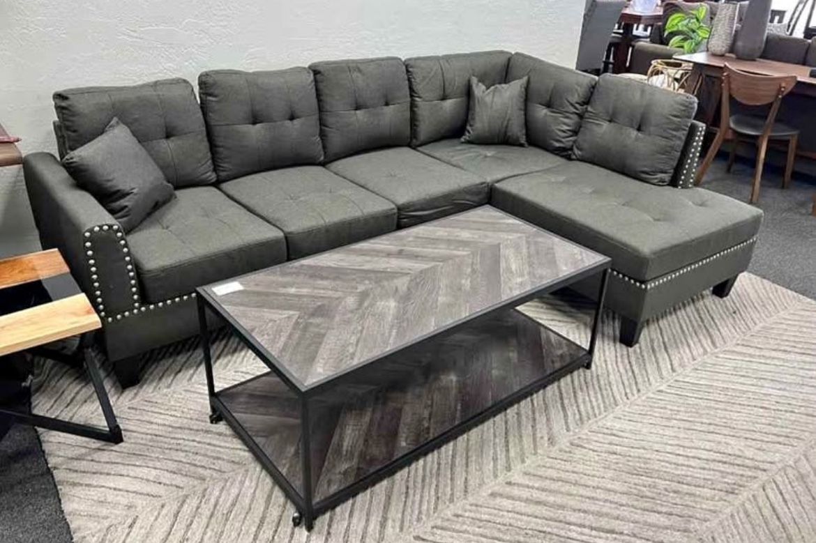 Brand New Charcoal Sectional Sofa Couch