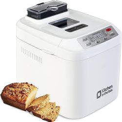 Kitchen in the Box 2lb Bread Maker with Automatic Nut Dispenser, 12-in-1 Gluten-Free Setting, 13-Hour Delay Timer, Non-Stick Pan, and Keep-Warm Functi