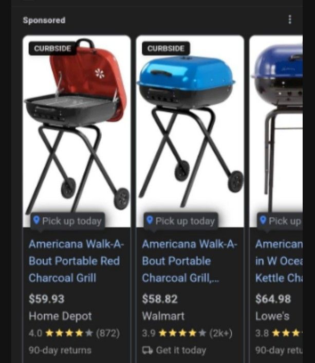 Brand New Americana Walkabout Charcoal Grill RED OR BLUE