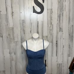 Haute Monde denim rhinestone bodysuit