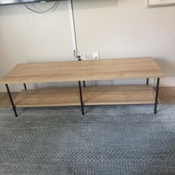 Contemporary Natural Wood And Metal Tv/Media Console