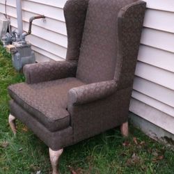   Moss Green Chenille Wingback Chair