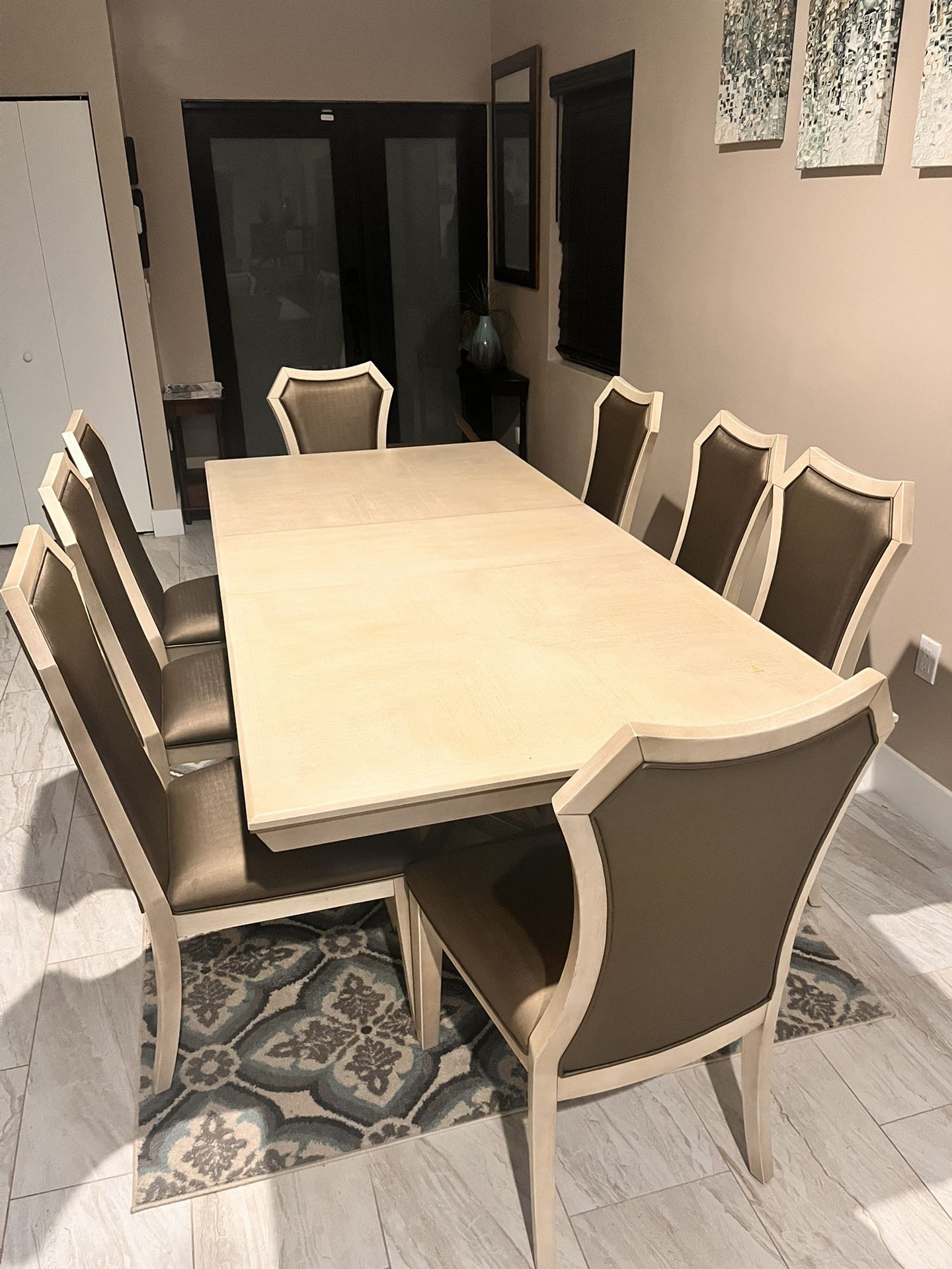 8 Seater Dining Table With Chairs And Rug
