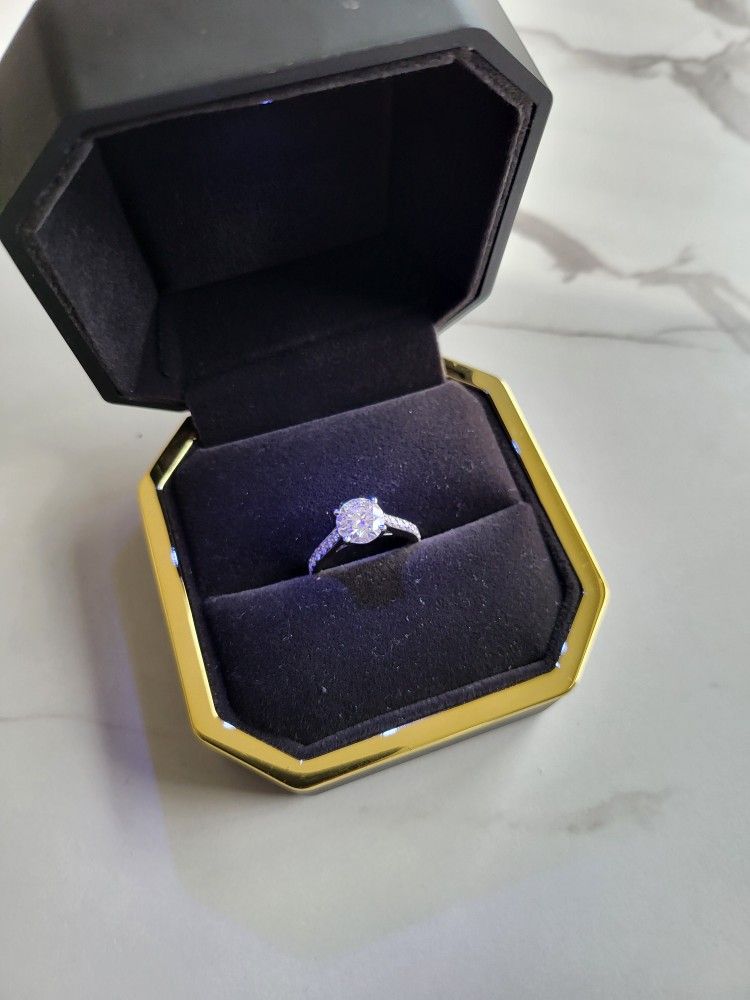 2 1/2 Carat Round Shape Moissanite Engagement Ring In 14 Karat White Gold