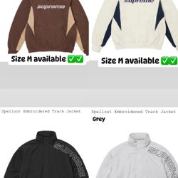 Supreme FW 24’ Week 5 Division Hooded Sweatshirt Brown And Natural, Spellout Embroidered Track Jacket 
