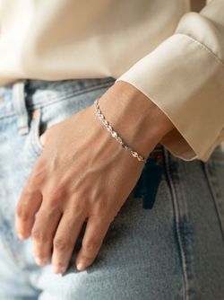 Silver 925  tone delicate chains delicate chain bracelet w/ oval links
