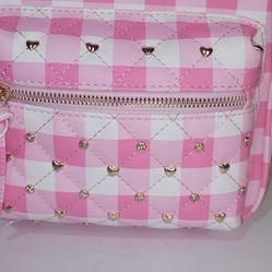 Brand New Pink Gingham Style Mini Backpack