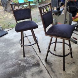 Set Of Two Suede Bar Stool