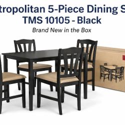 NEW Metropolitan 5-Piece Dining Set – Black (TMS 10105)